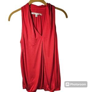 Max Studio Sleeveless V-Neck Top with Elastic Waist Women's Size Medium